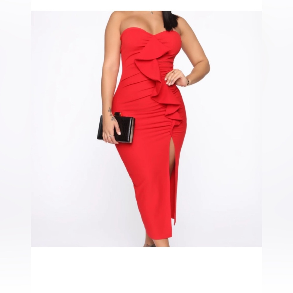 Fashion Nova Red Ruffle Dress